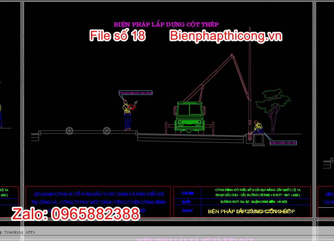 Bản vẽ biện pháp lắp dựng cột thép chiếu sáng