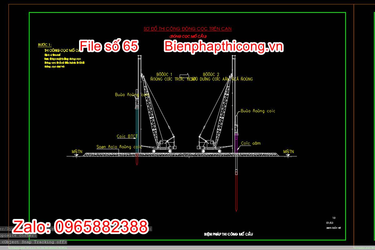 Bản vẽ biện pháp thi công đóng cọc trên cạn
