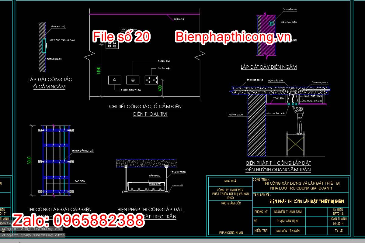 Bản vẽ biện pháp thi công lắp đặt thiết bị điện