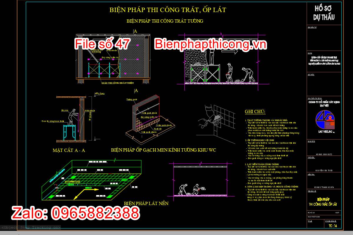 Bản vẽ biện pháp thi công trát ốp lát