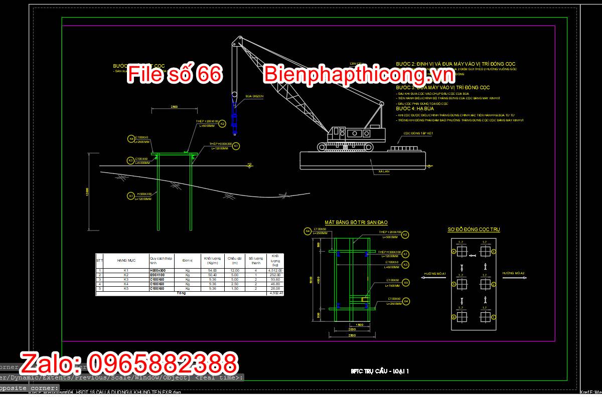 Bản vẽ biện pháp thi công trụ cầu