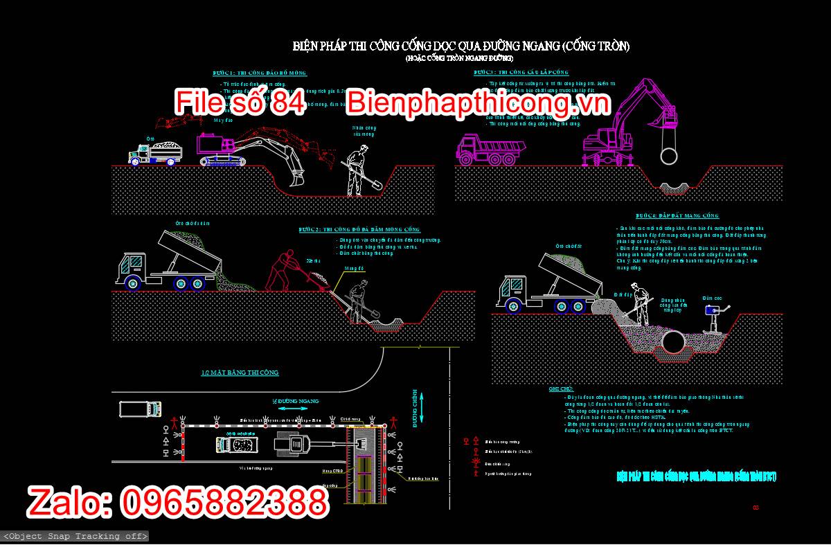 Biện pháp thi công cống dọc qua đường ngang - cống tròn