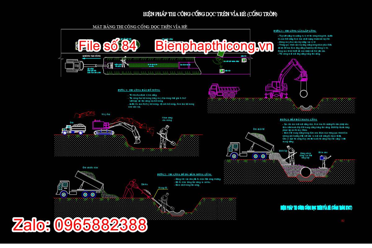 Biện pháp thi công cống dọc trên vỉa hè - cống tròn