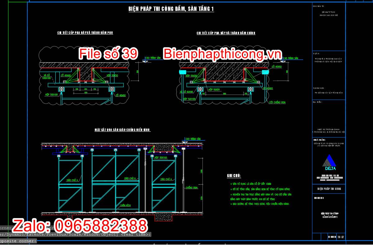 Biện pháp thi công dầm sàn tầng 1