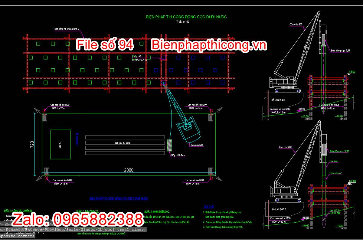 Biện pháp thi công đóng cọc dưới nước.