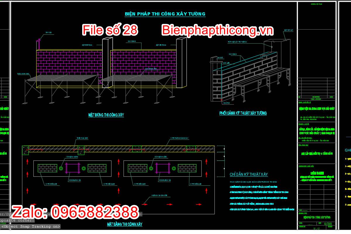 Bản vẽ biện pháp thi công xây tường.