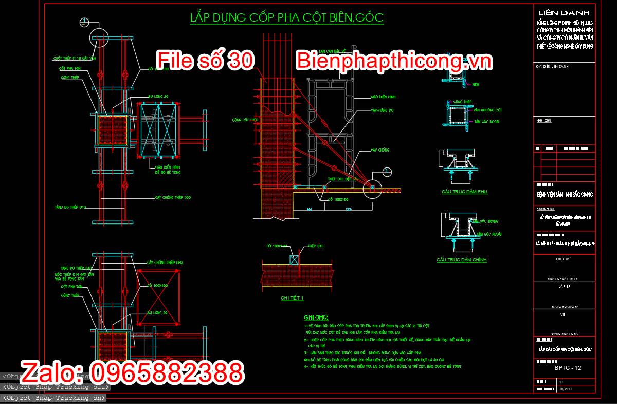 Lắp dựng cốp pha cột biên, cột góc