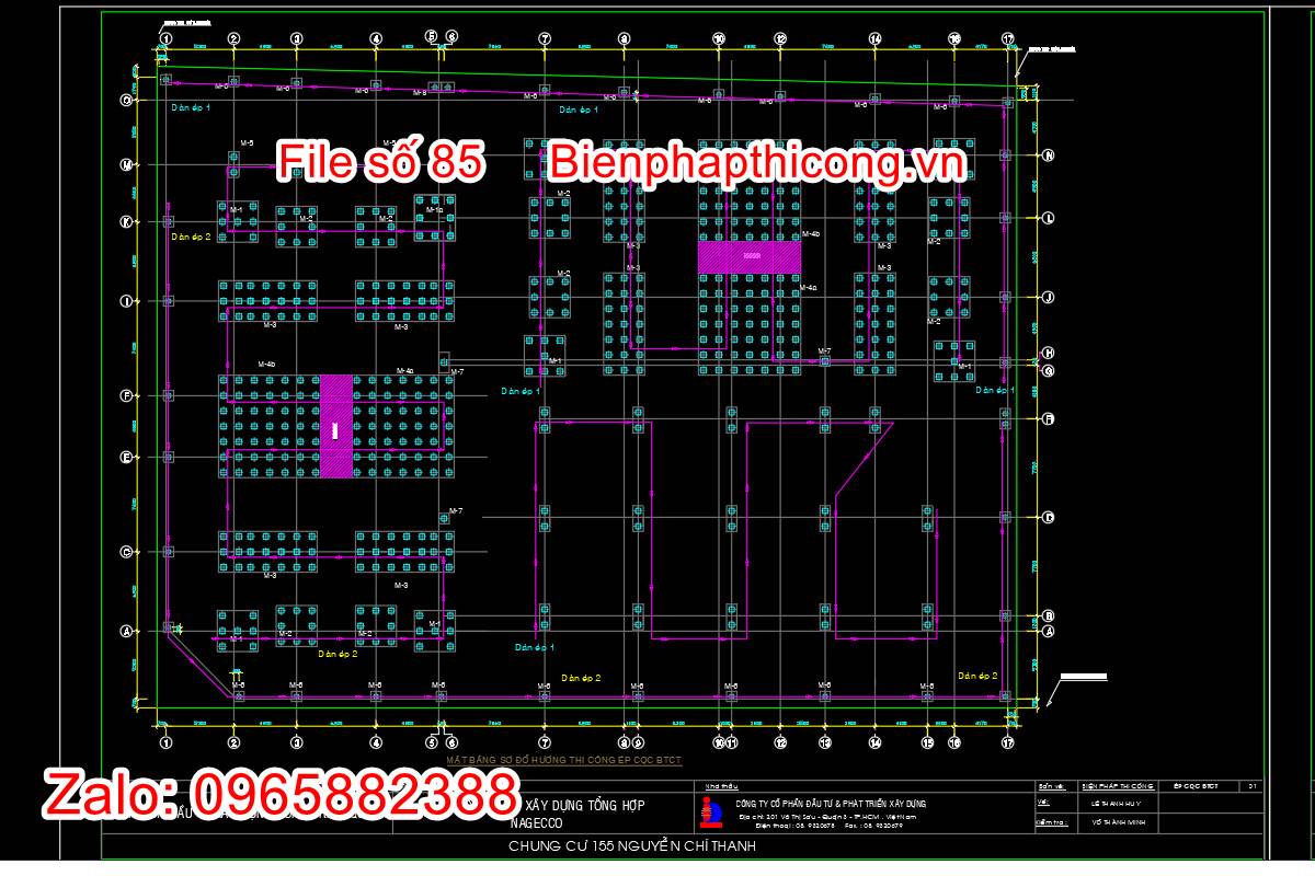 Mặt bằng hướng ép cọc