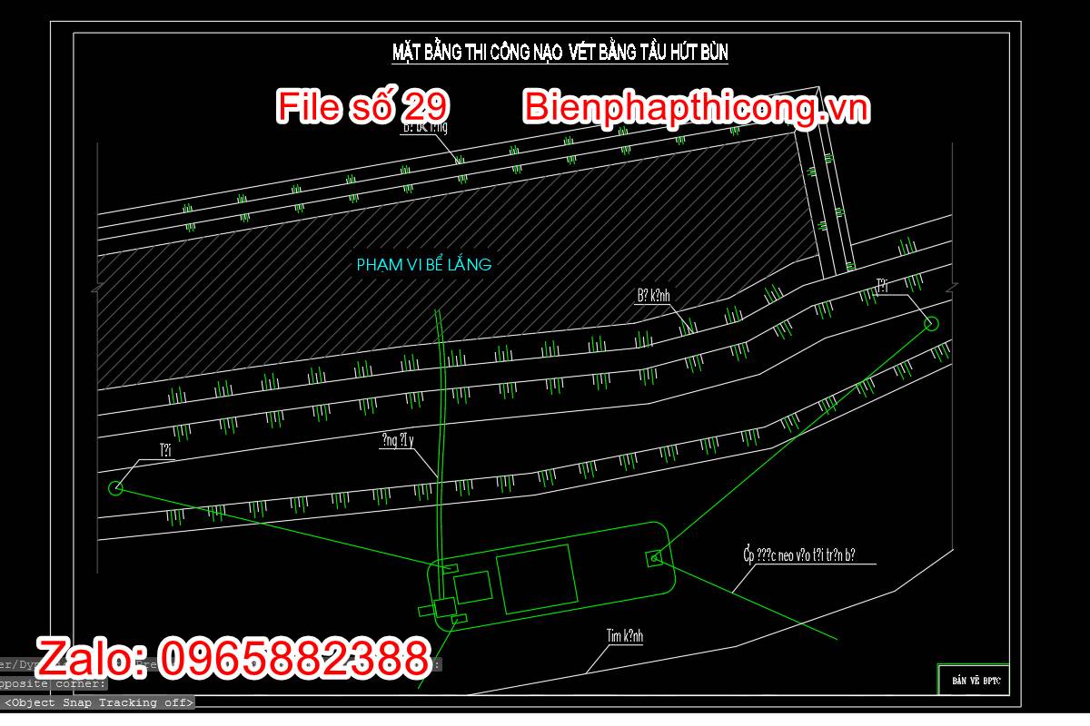 Mặt bằng thi công nạo vét bằng tàu hút bùn