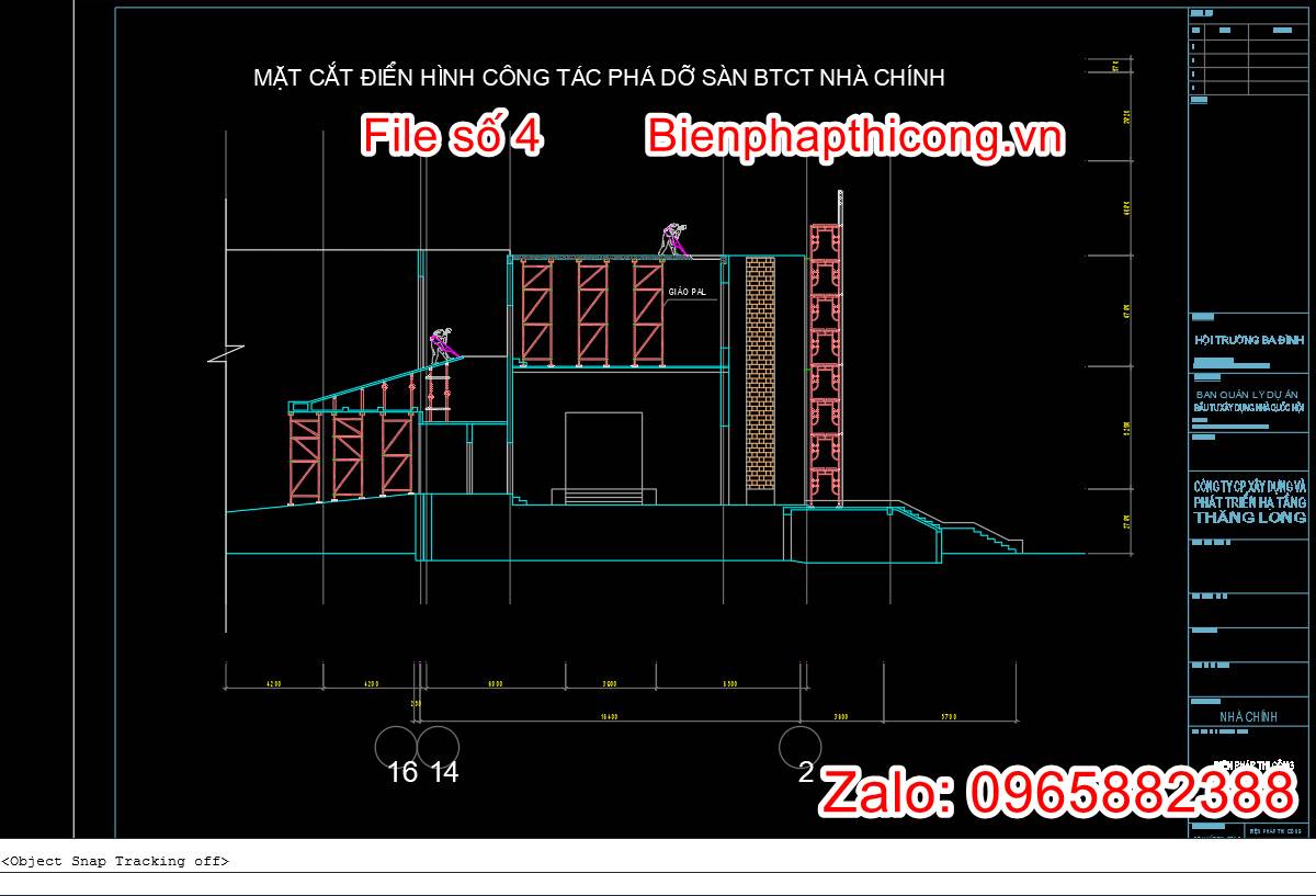 Bản vẽ biện pháp thi công phá sàn bằng thủ công.