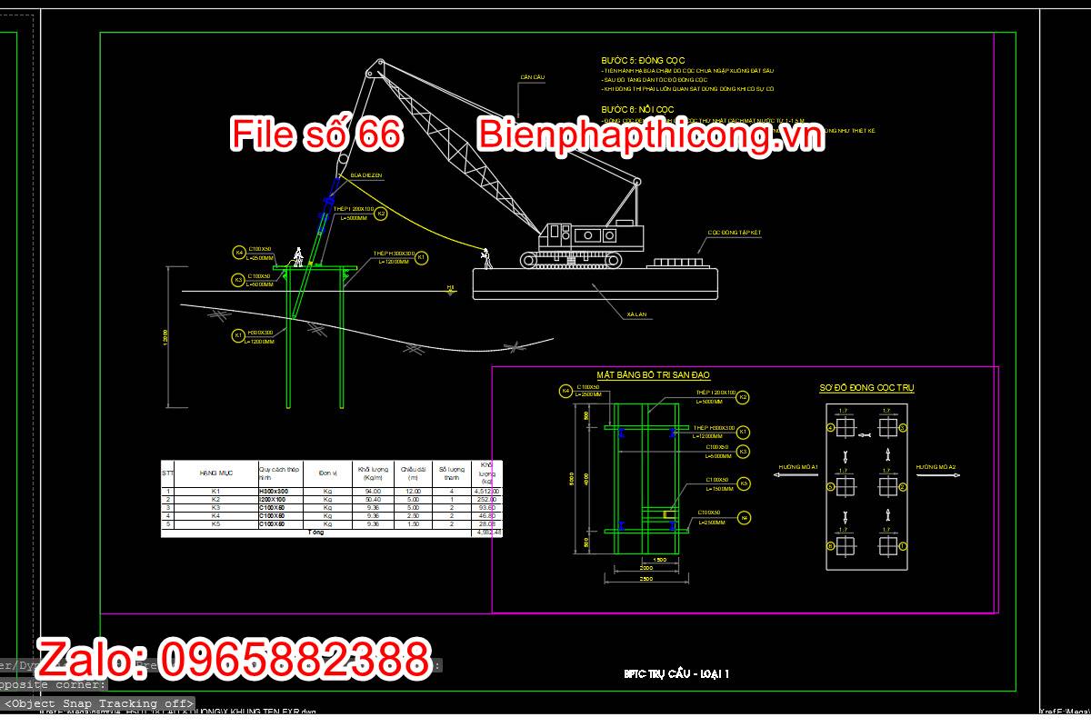 Bản vẽ biện pháp thi công trụ cầu