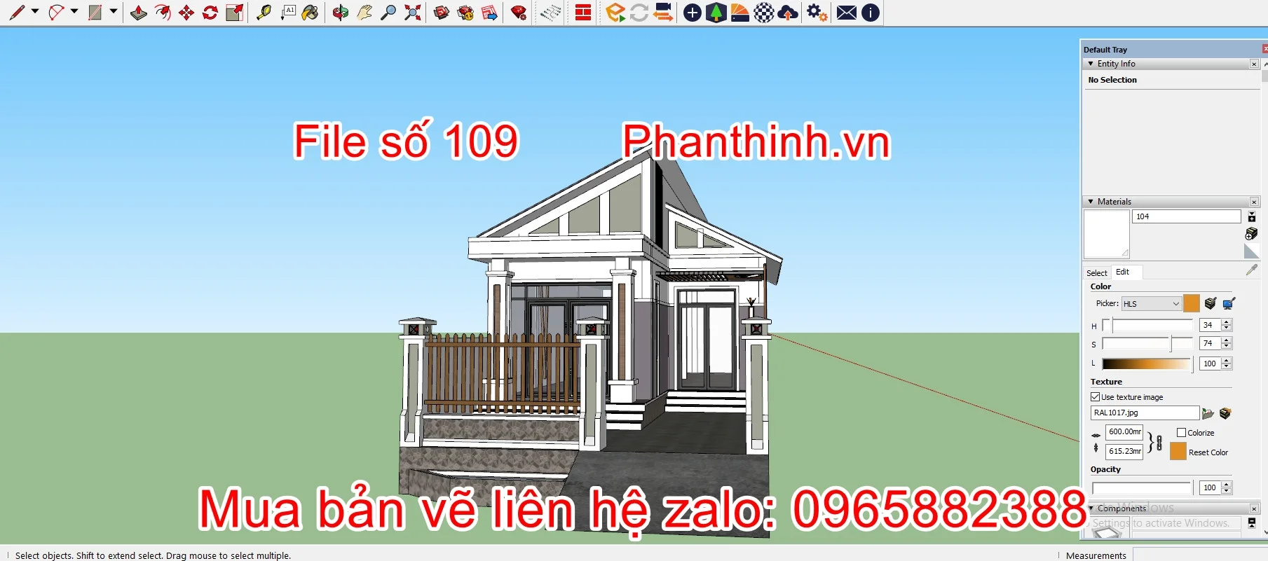 3D Sketchup nhà 7mx16m