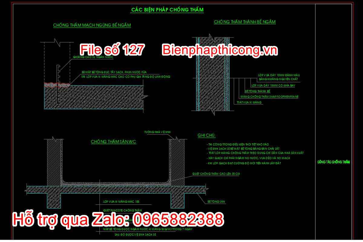 Bản vẽ biện pháp thi công chống thấm