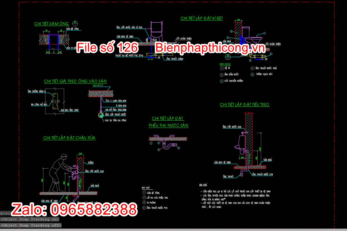 Bản vẽ biện pháp thi công lắp đặt xí bệt