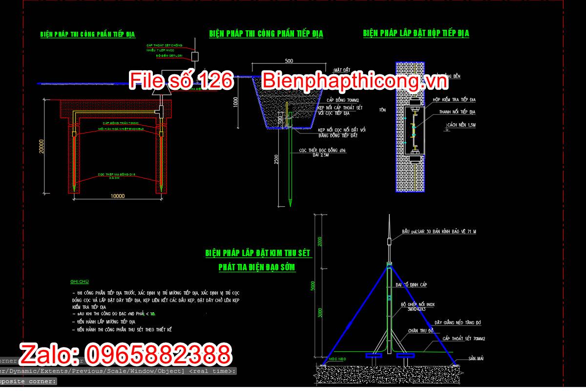 Bản vẽ biện pháp thi công chống sét.