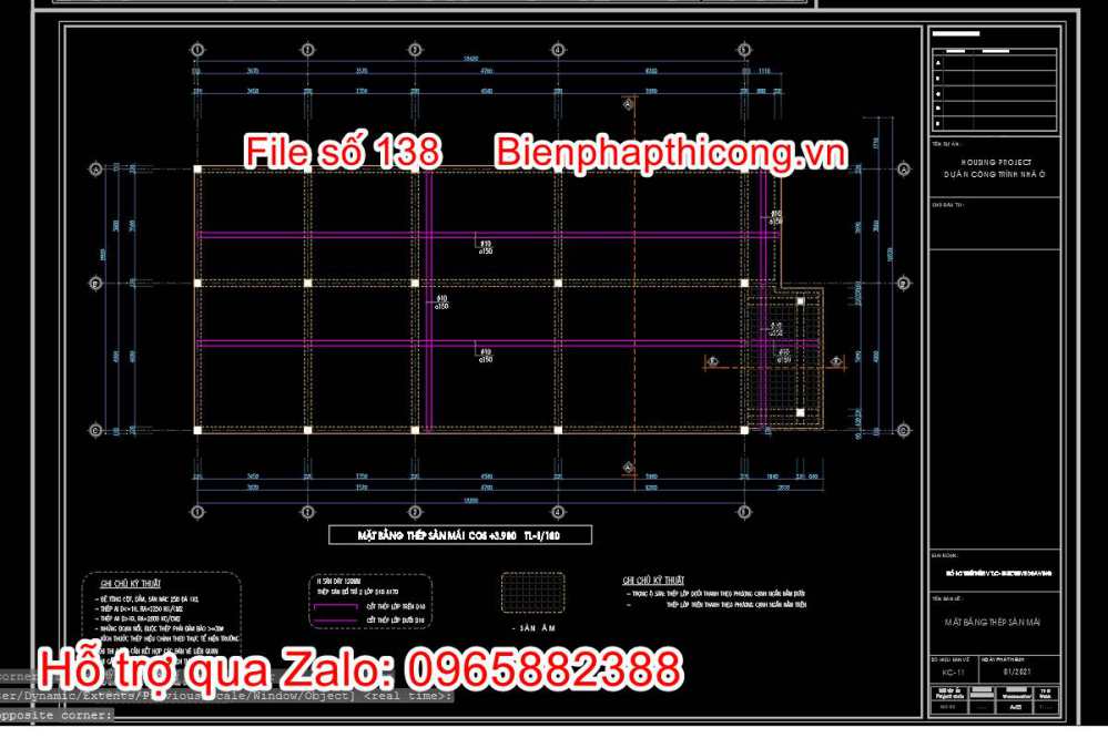 Bản vẽ thiết kế thép sàn ngôi nhà cấp 4