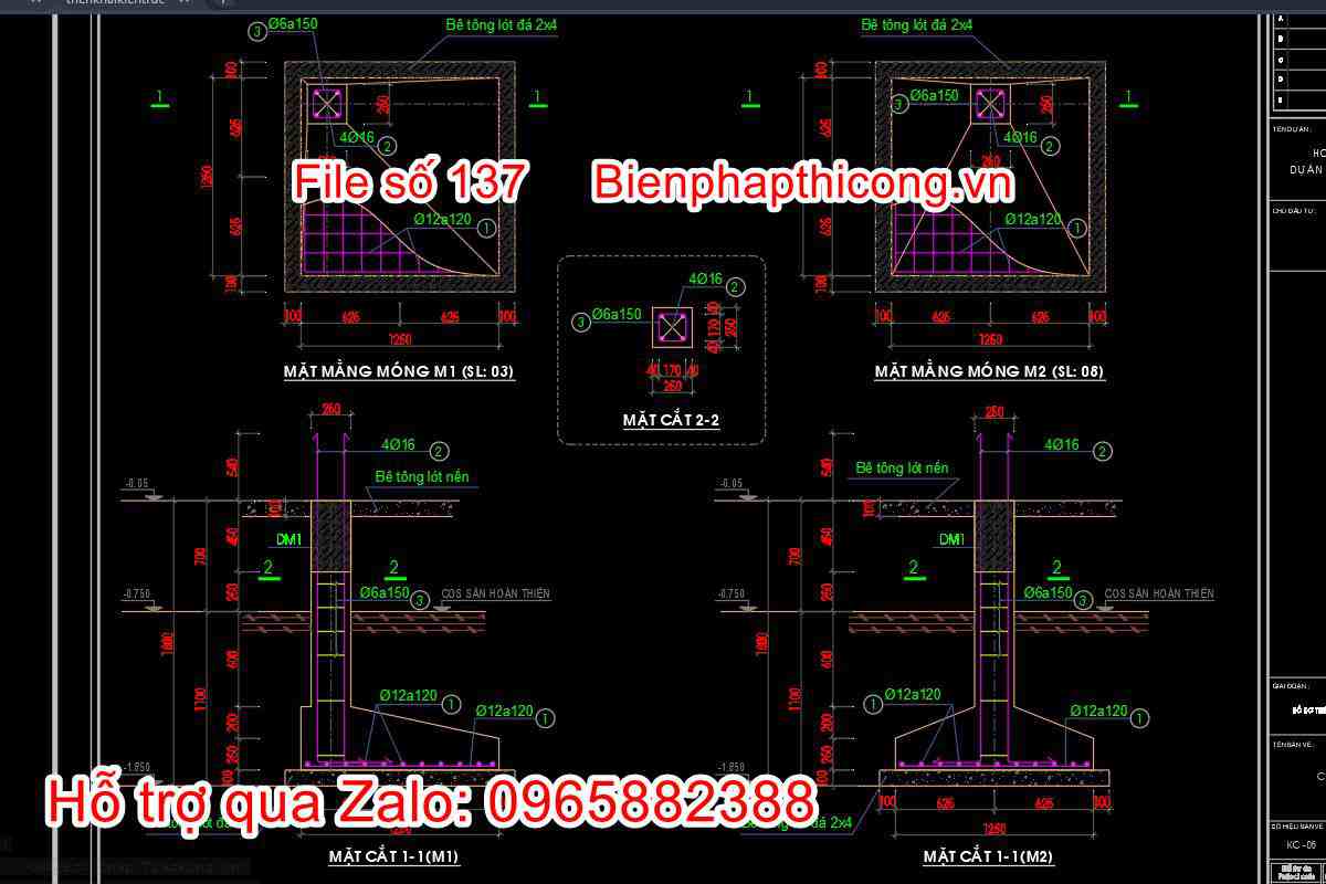 Thiết kế chi tiết móng nhà cấp 4, móng cốc