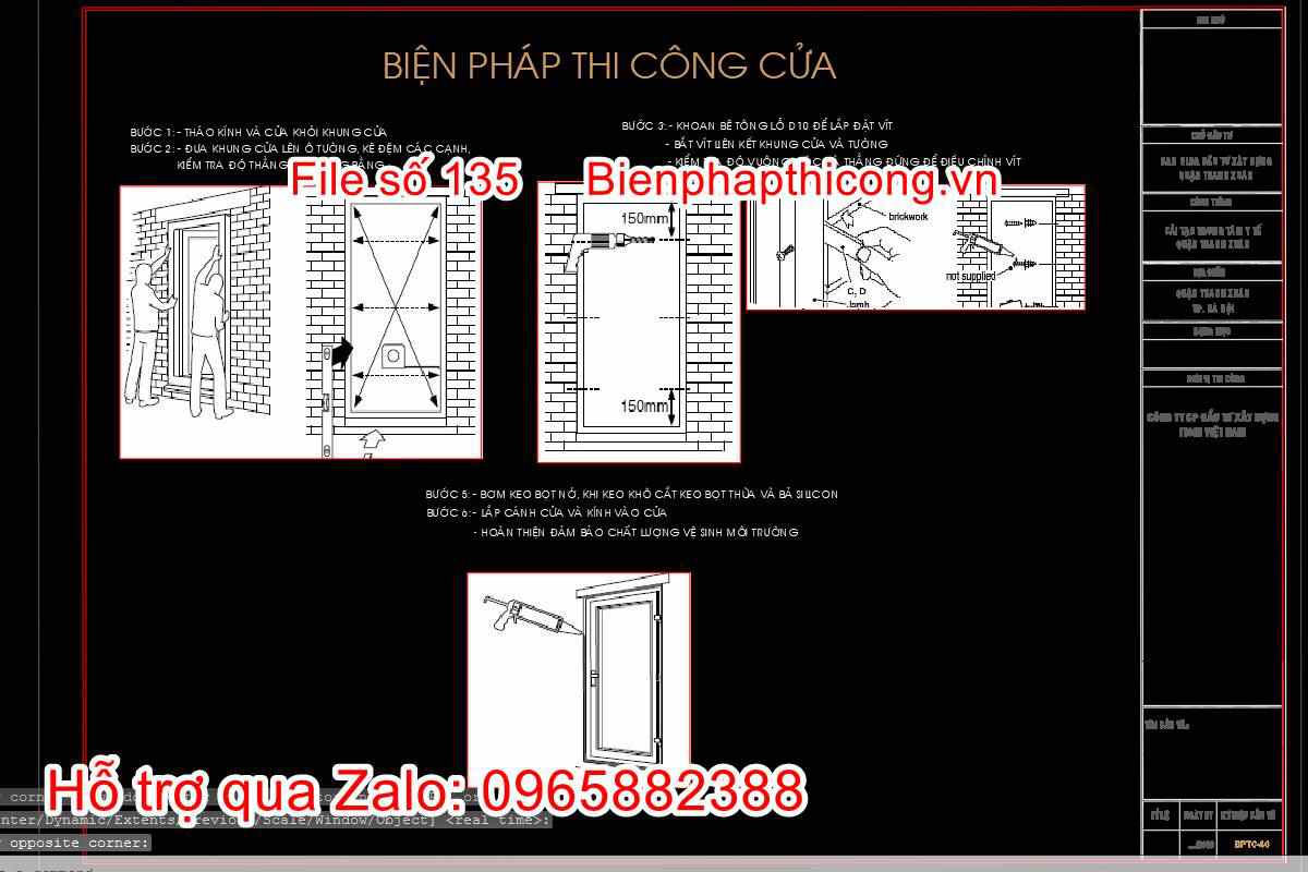 Bản vẽ biện pháp thi công cửa