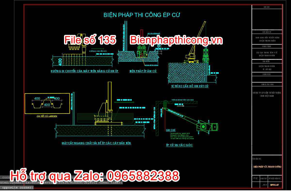 Bản vẽ biện pháp thi công ép cừ