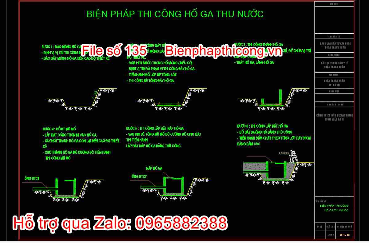 Biện pháp thi công hố ga thu nước.