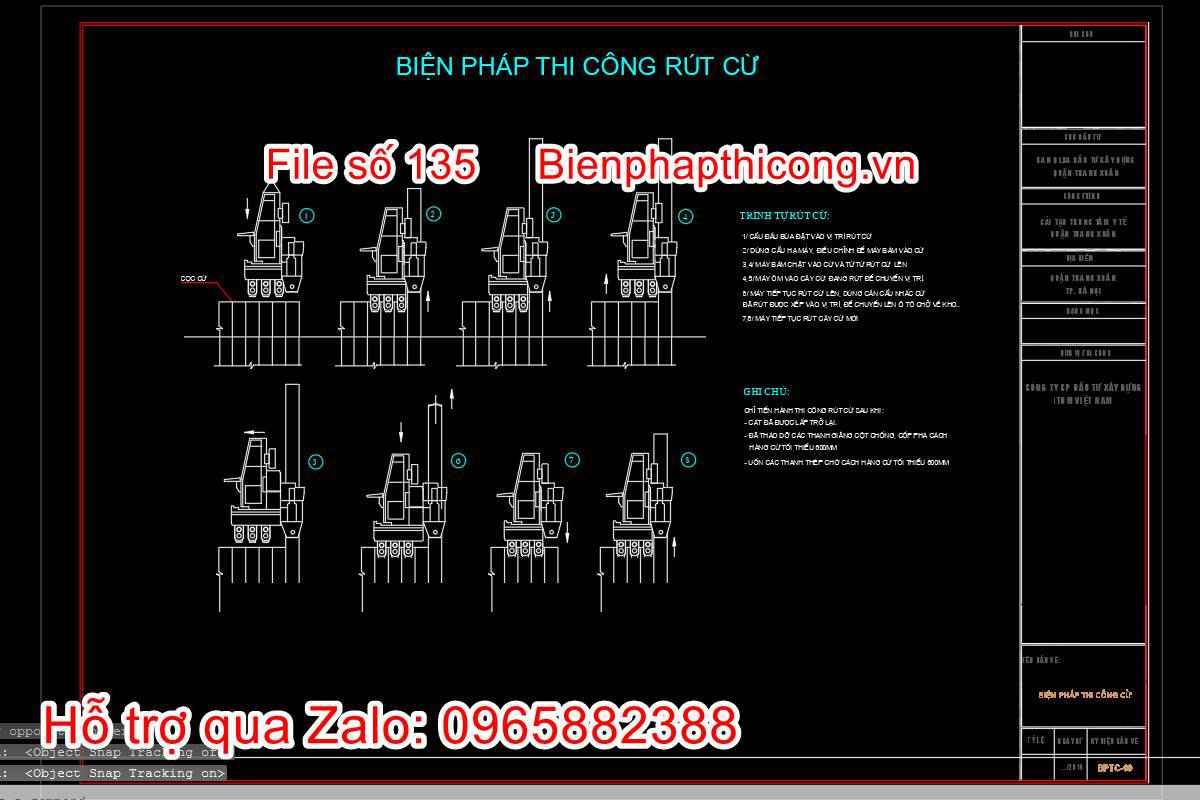 Bản vẽ biện pháp thi công rút cừ