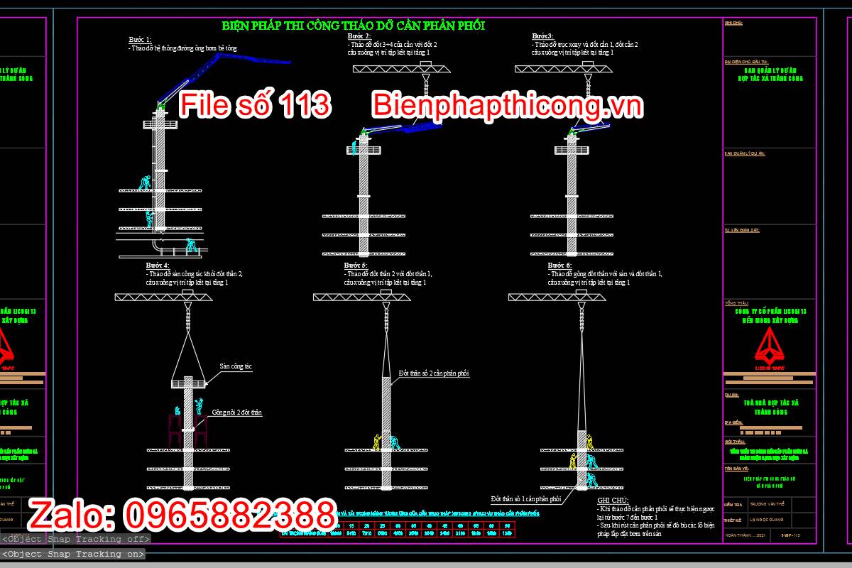 Bản vẽ biện pháp tháo dỡ cần phân phối