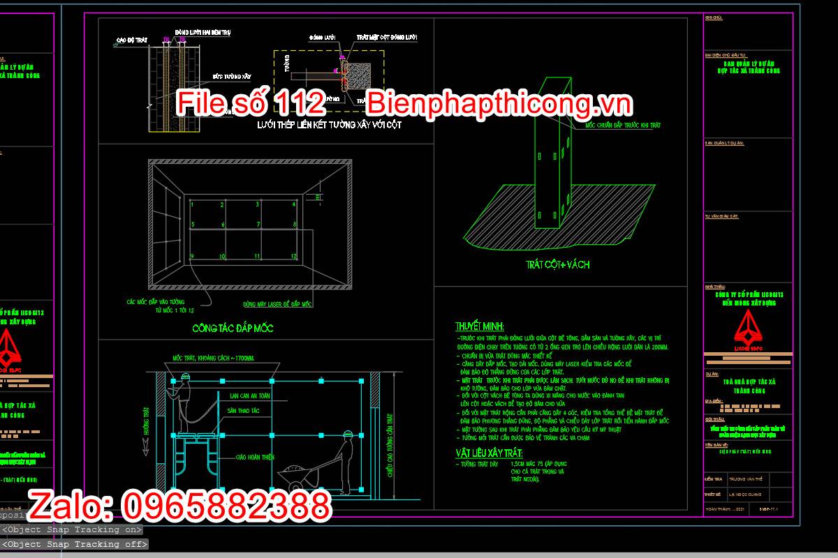 Bản vẽ biện pháp thi công trát điển hình