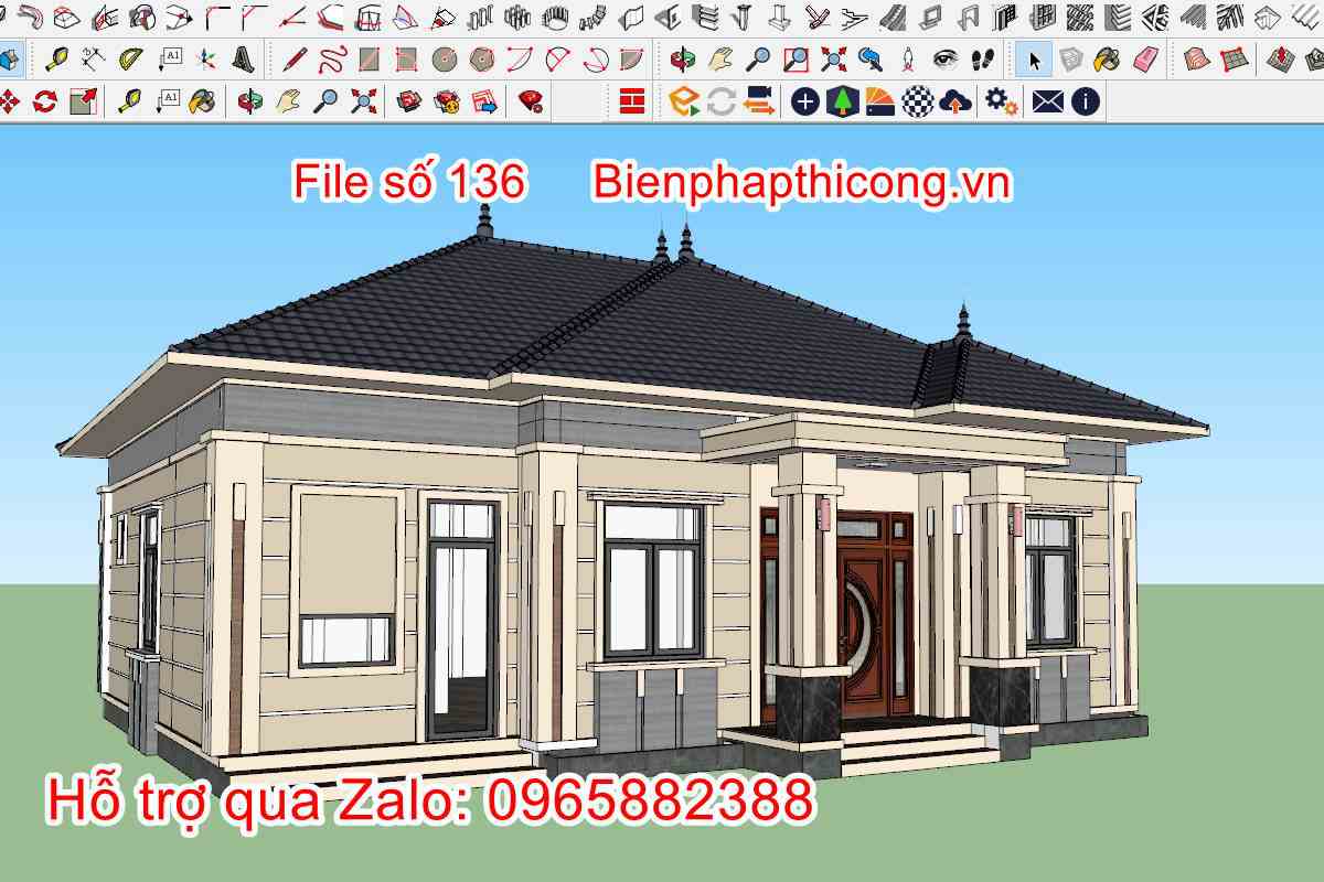 File 3D sketchup nhà mặt tiền 11m