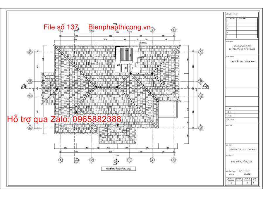 Mặt bằng mái nhà cấp 4 này.