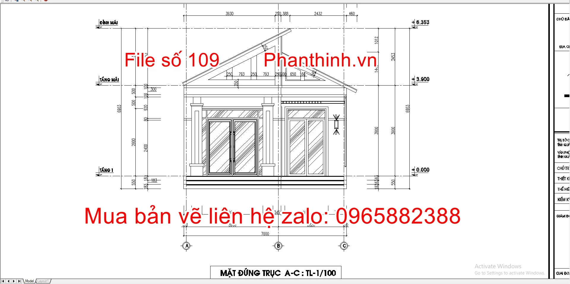 Mặt đứng công trình nhà cấp 4