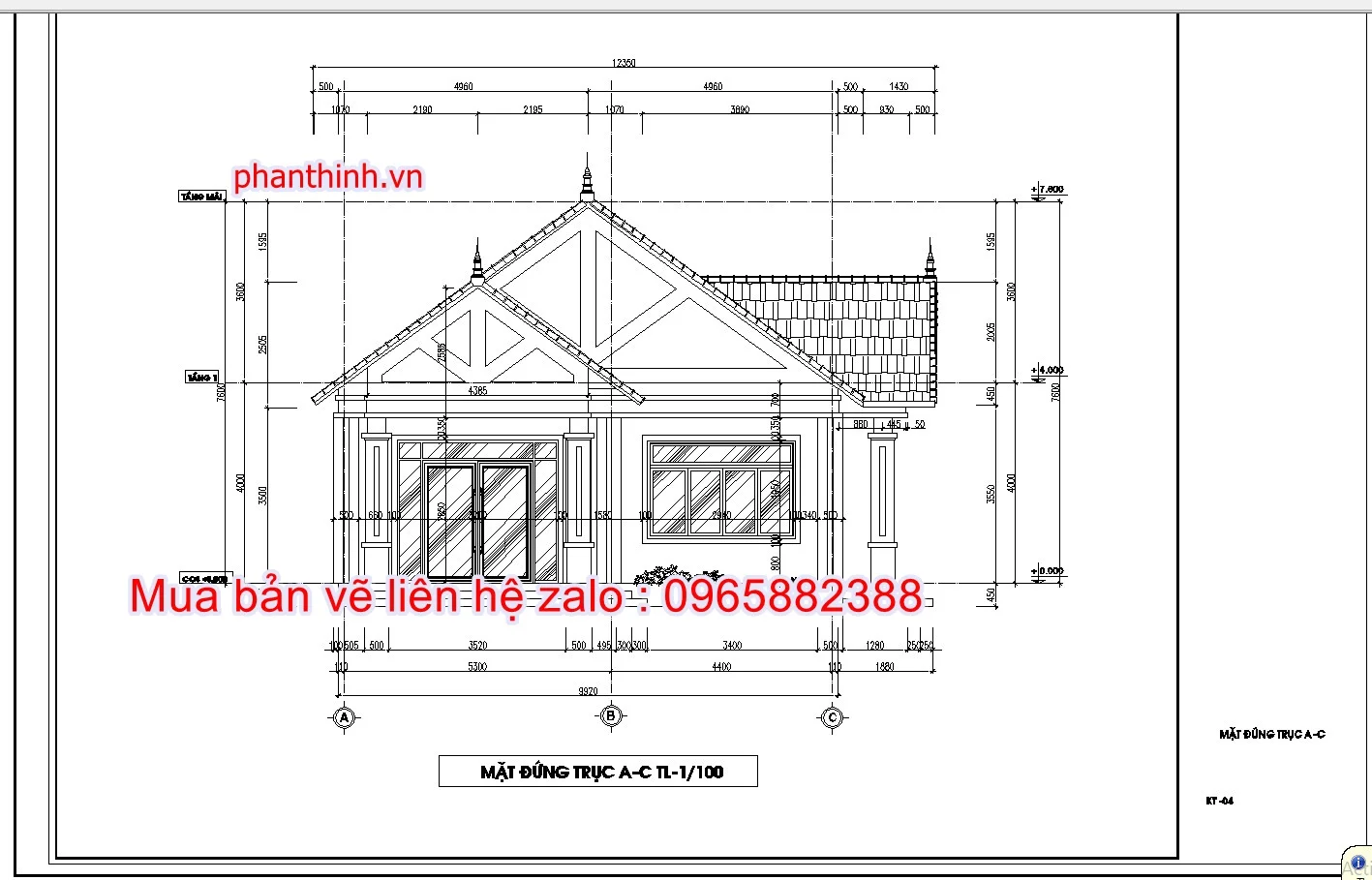 Mặt đứng nhà cấp 4 mái thái