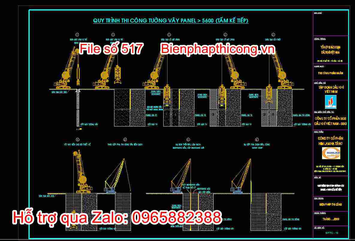 Quy trình thi công tường vây Panel > 5600 (tấm kế tiếp)