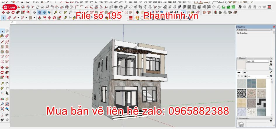 Mẫu bản vẽ nhà ống 2 tầng hiện đại mặt tiền 6,7m x 11m cad 7 3d sketchup nhà ống 2 tầng 6,7m x 11m