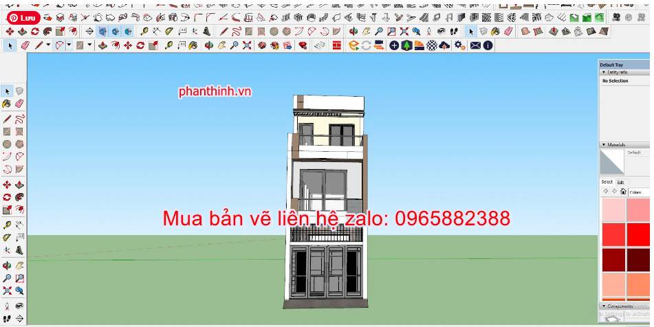 Mẫu bản vẽ nhà ống 3 tầng hiện đại mặt tiền 4m x 17,5m cad 7 3d sketchup nhà ống 3 tầng rộng 4m x 17,5m