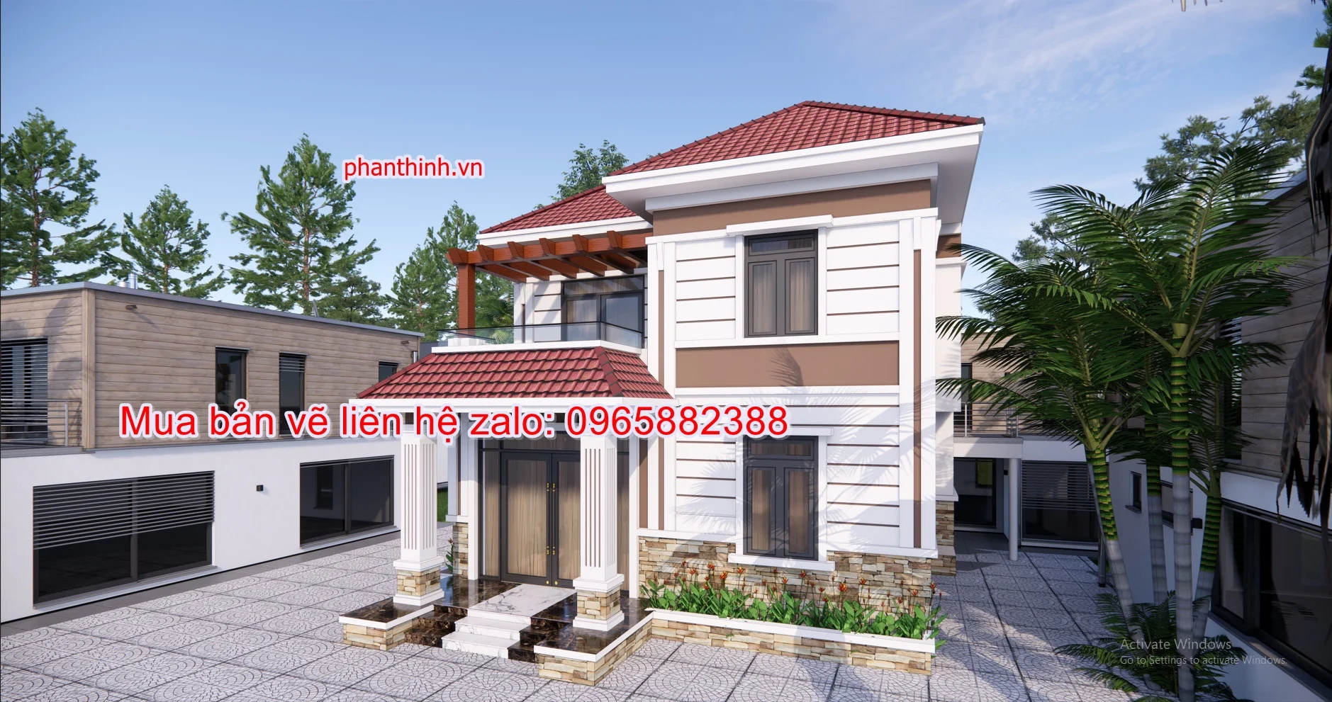 Mẫu bản vẽ nhà biệt thự 2 tầng 9m x 11m 4 phòng ngủ cad 1 Bản vẽ biệt thự 2 tầng mái nhật rộng 9m