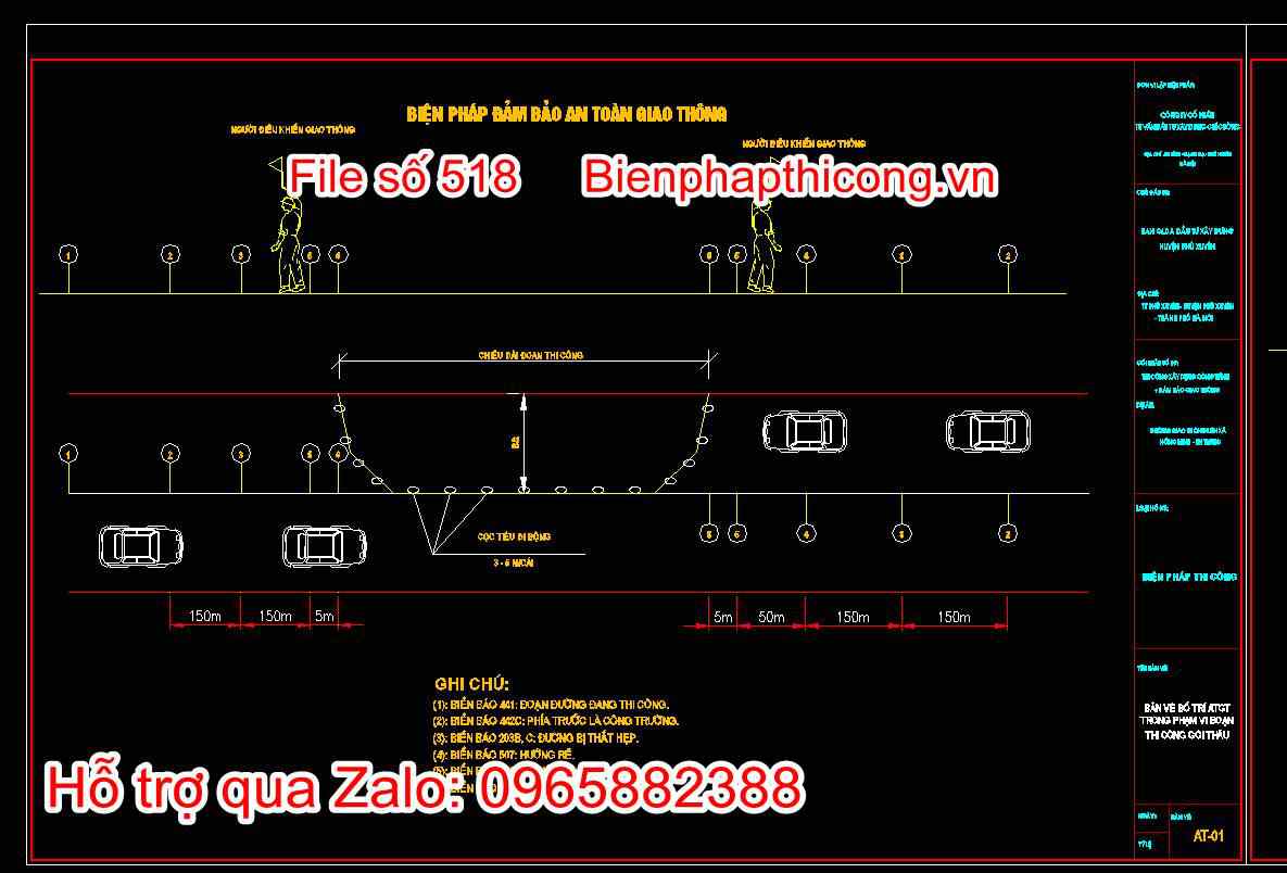 Bản vẽ bố trí an toàn giao thông trong phạm vi đoạn thi công gói thầu