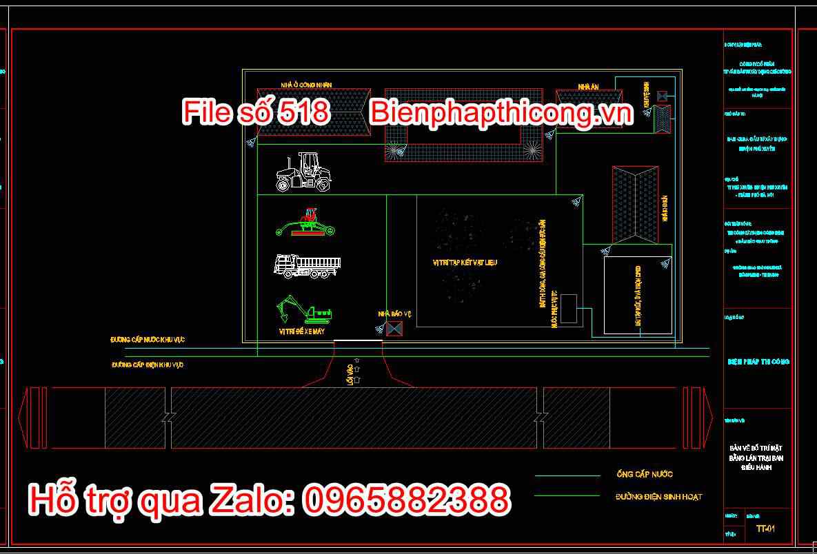 Bản vẽ bố trí mặt bằng lán trại ban điều hành