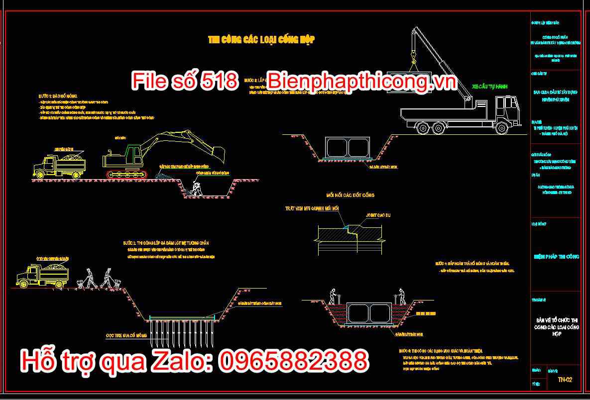 Bản vẽ tổ chức thi công các loại cống hộp