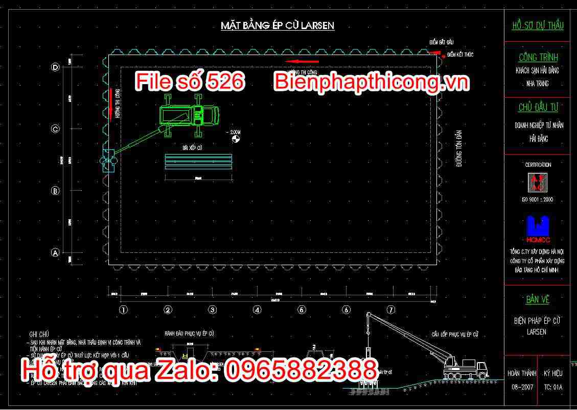 Bản vẽ biện pháp ép cừ Larsen