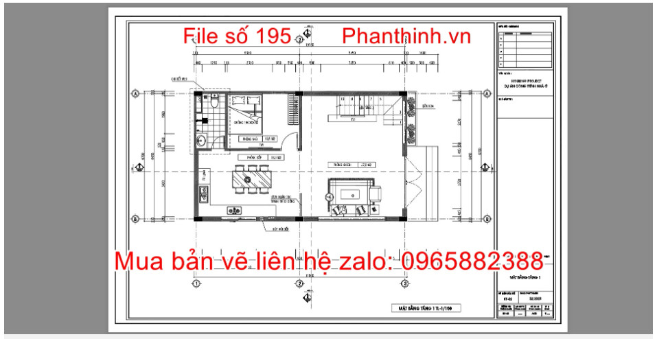 Mẫu bản vẽ nhà ống 2 tầng hiện đại mặt tiền 6,7m x 11m cad 4 Mặt bằng tầng 1 nhà ống 2 tầng 6,7m x 11m
