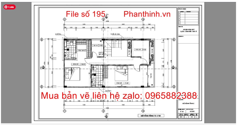 Mẫu bản vẽ nhà ống 2 tầng hiện đại mặt tiền 6,7m x 11m cad 5 Mặt bằng tầng 2 nhà 2 tầng 6,7m x 11m