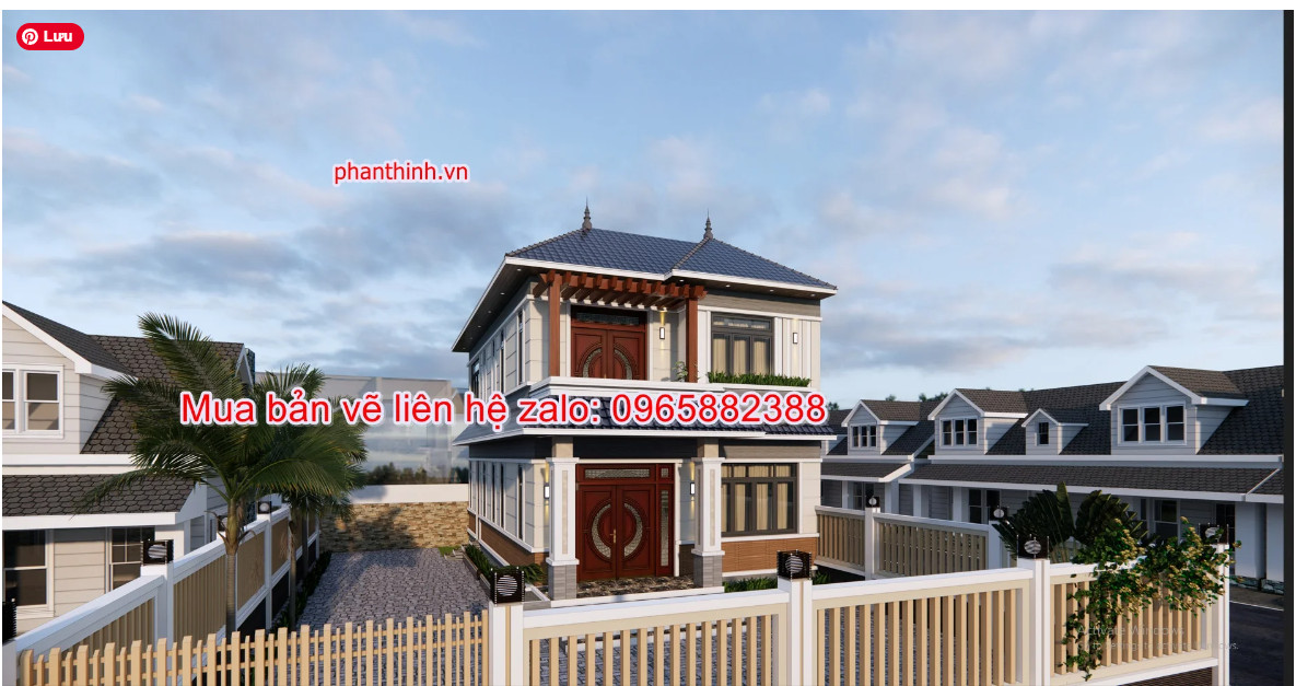 Bản vẽ biệt thự 2 tầng mái nhật 8m x 15m 3 phòng ngủ cad 1 Mẫu biệt thự 2 tầng 8m x 15m đẹp