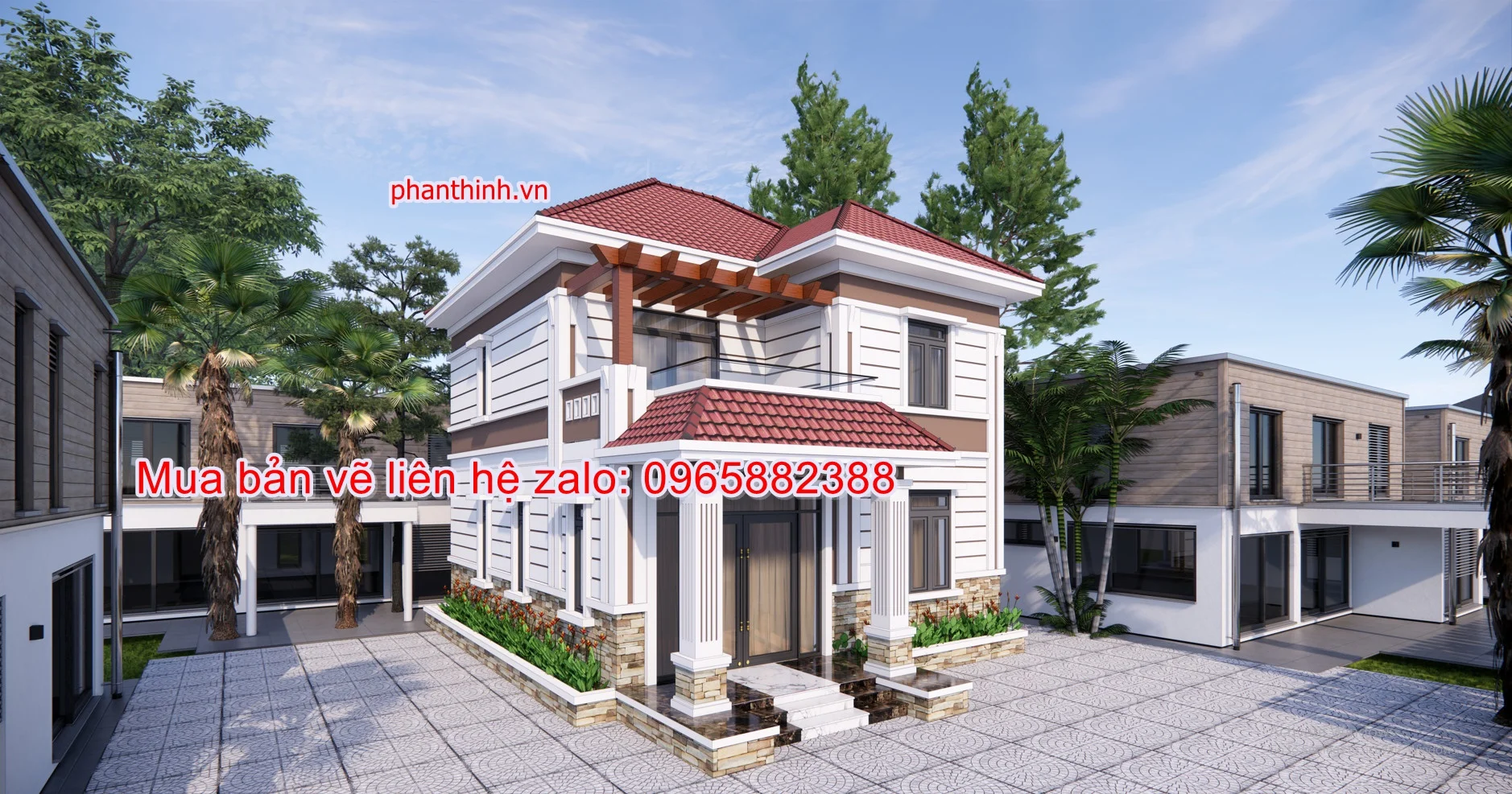 Mẫu bản vẽ nhà biệt thự 2 tầng 9m x 11m 4 phòng ngủ cad 2 Mẫu biệt thự 2 tầng mái nhật 9m x 11m
