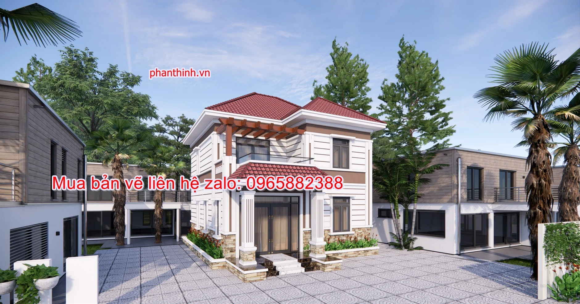 Mẫu bản vẽ nhà biệt thự 2 tầng 9m x 11m 4 phòng ngủ cad 3 Thiết kế biệt thự 2 tầng 9m x11m