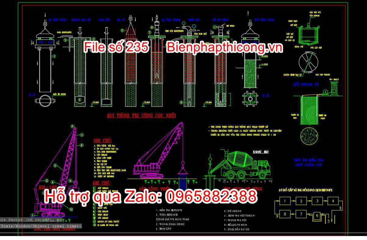 Bản vẽ biện pháp thi công cọc khoan nhồi.