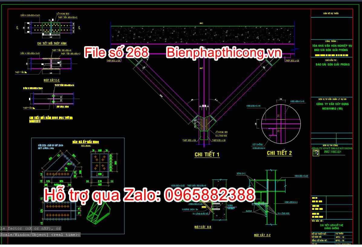 Bản vẽ chi tiết liên kết hệ giằng chống