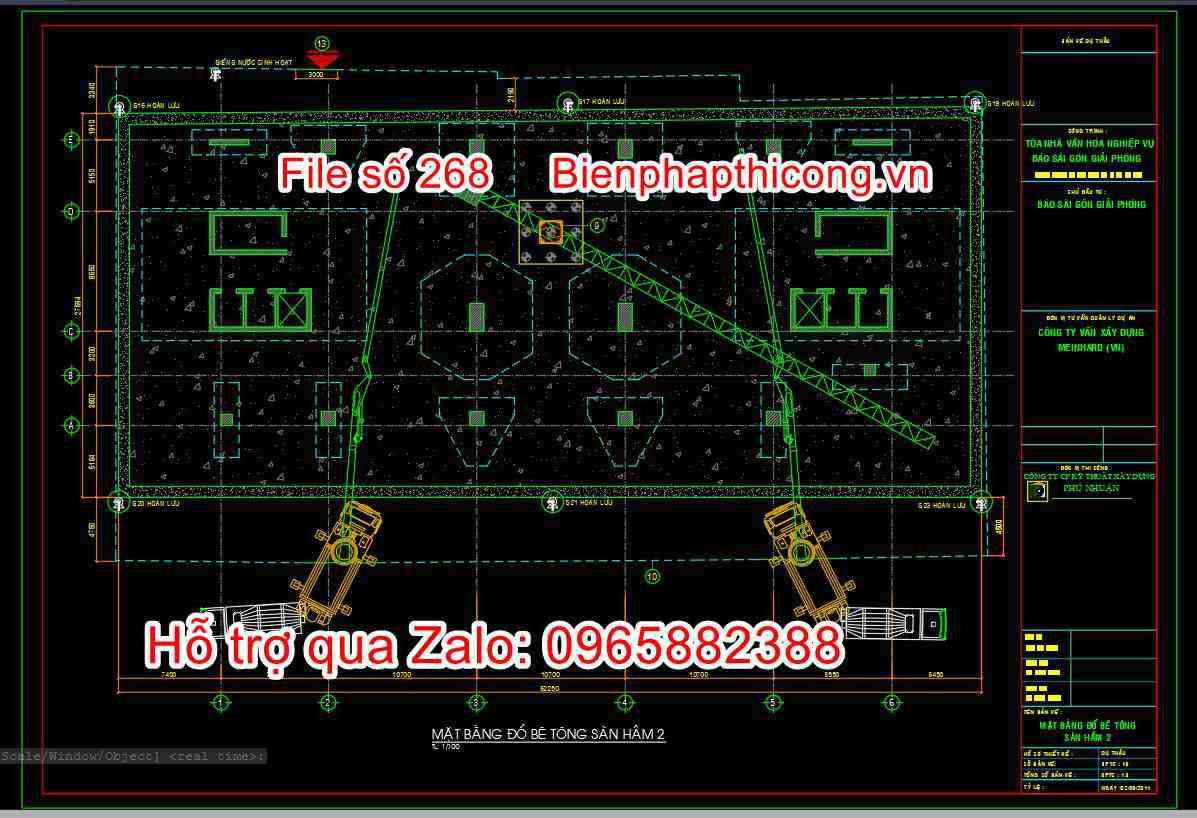 Mặt bằng đổ bê tông sàn hầm.