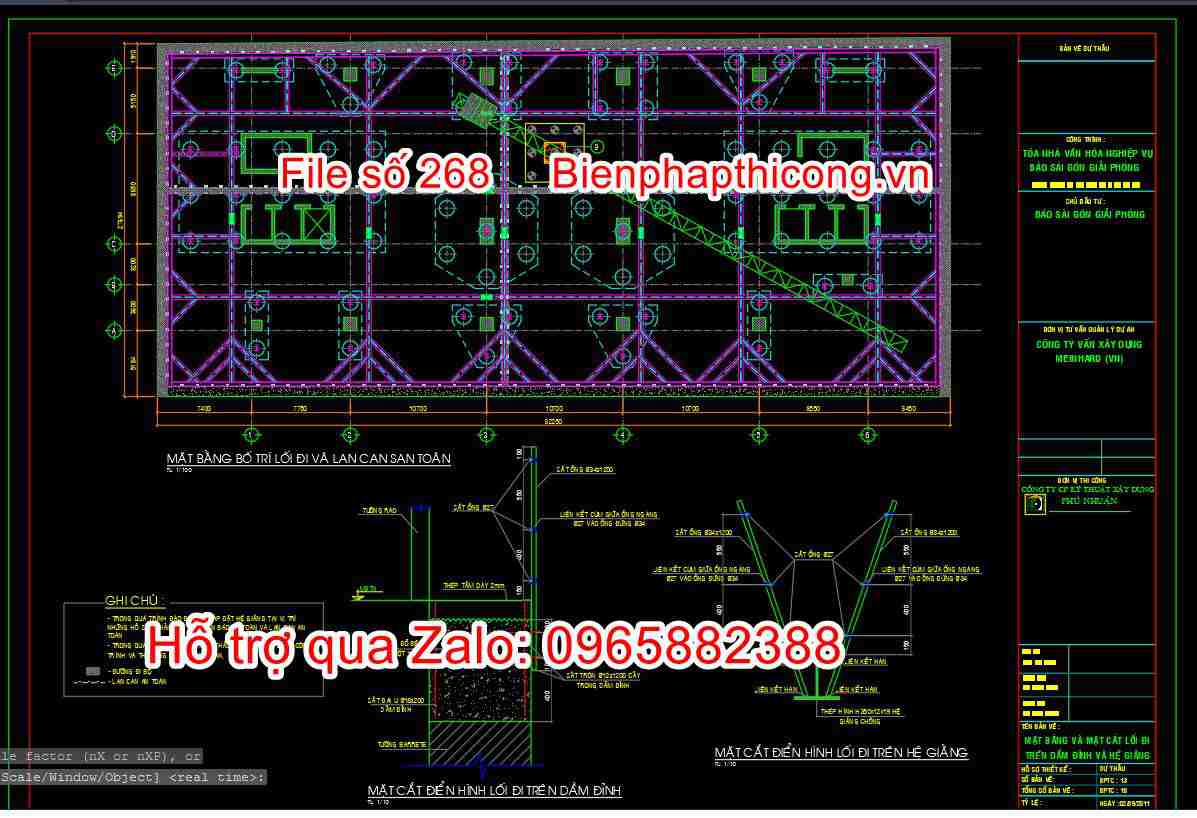 Mặt bằng mặt cắt lối đi