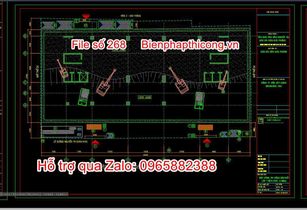 Mặt bằng thi công đào đất lớp 1