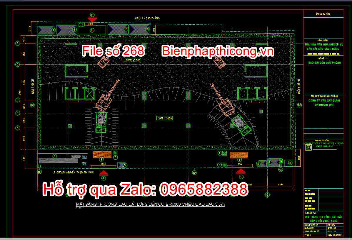 Mặt bằng thi công đào đất lớp 2